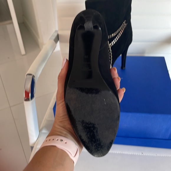 Saint Laurent Ankle Debbie 100 Boots Black Suede with Silver chain detail size39 - Picture 4 of 8
